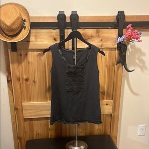 Eddie Bauer Black Ruffled Tank Top
